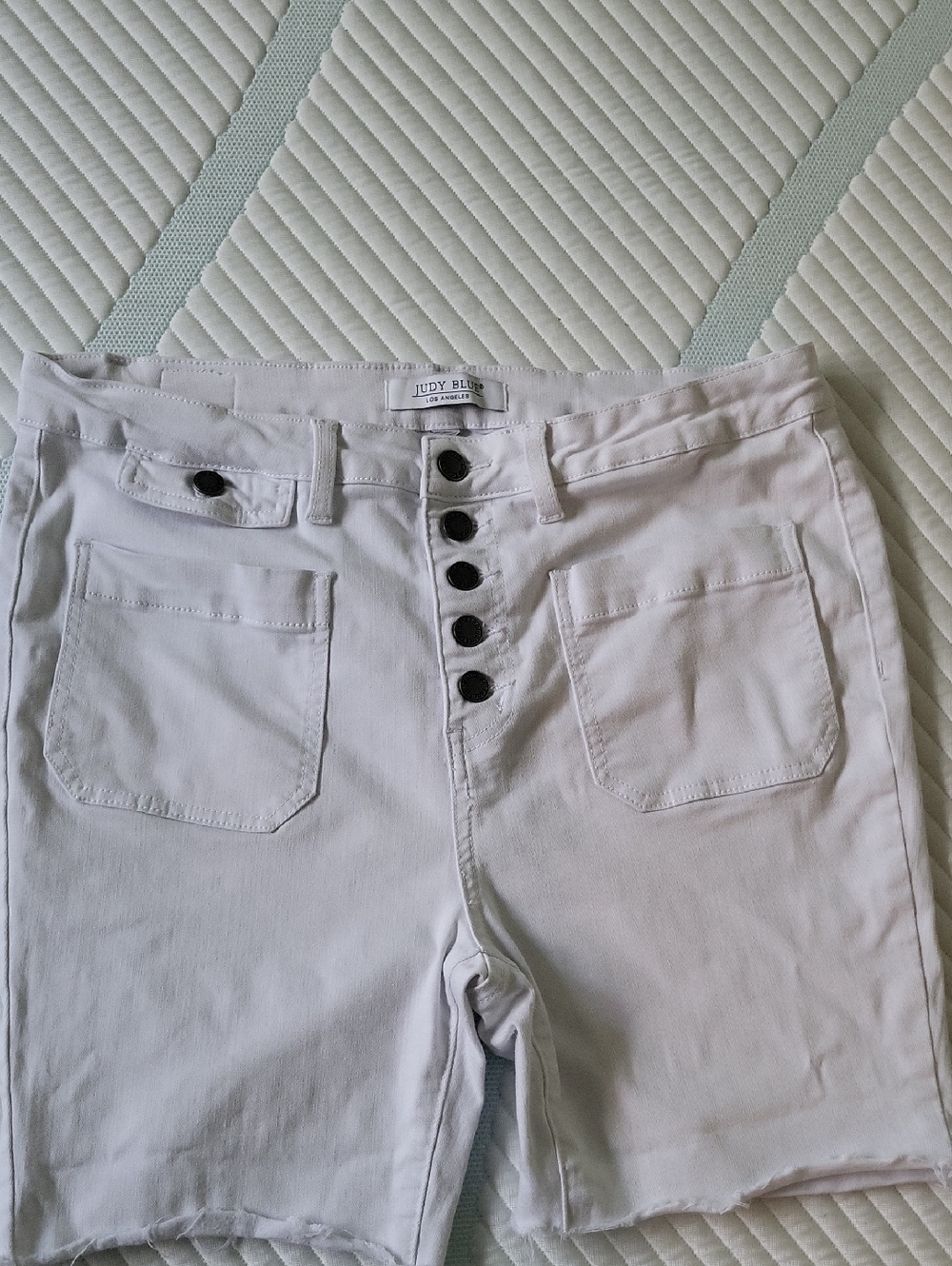 Judy Blue White Button-Fly High-Rise Denim Shorts